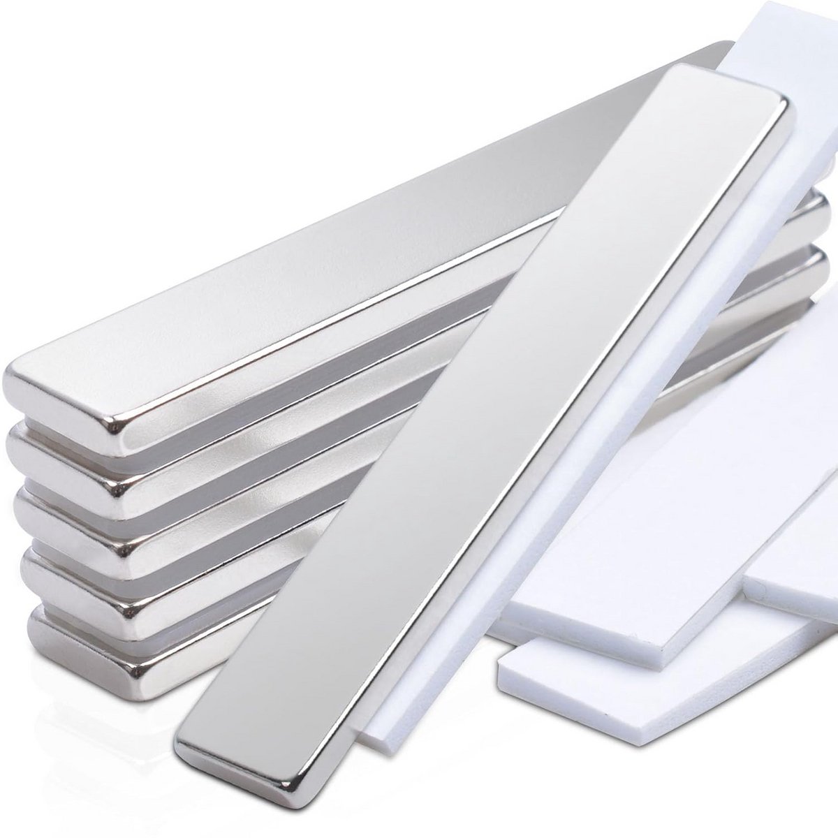 Extra sterke neodymium rechthoekige magneten 6 stuks 60x10x3 mm voor magneetbord en koelkast