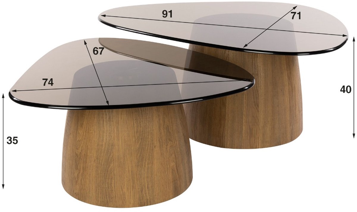 AnLi Style Salontafel Tinto driehoekig set/2 Brons