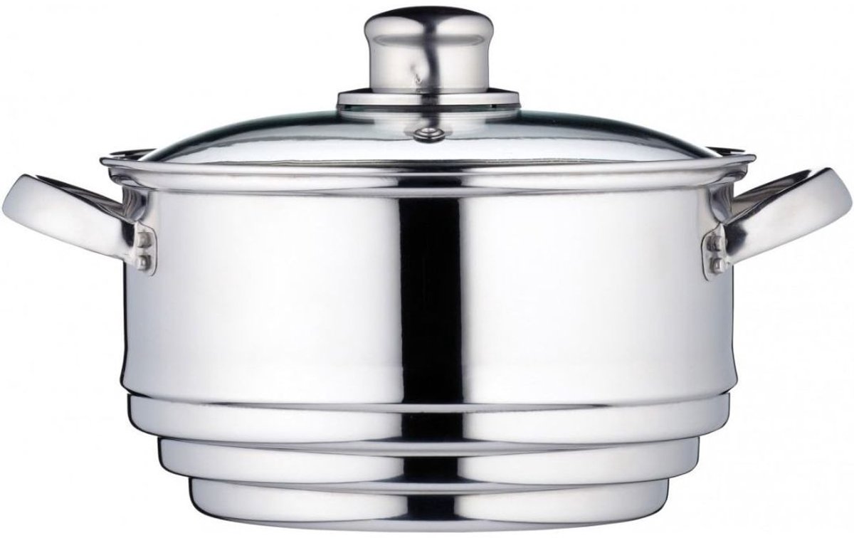 Zyrex® Stoompot - Snelkookpan - Stoompan - Zilver- ‎20cm x 20cm x 12cm