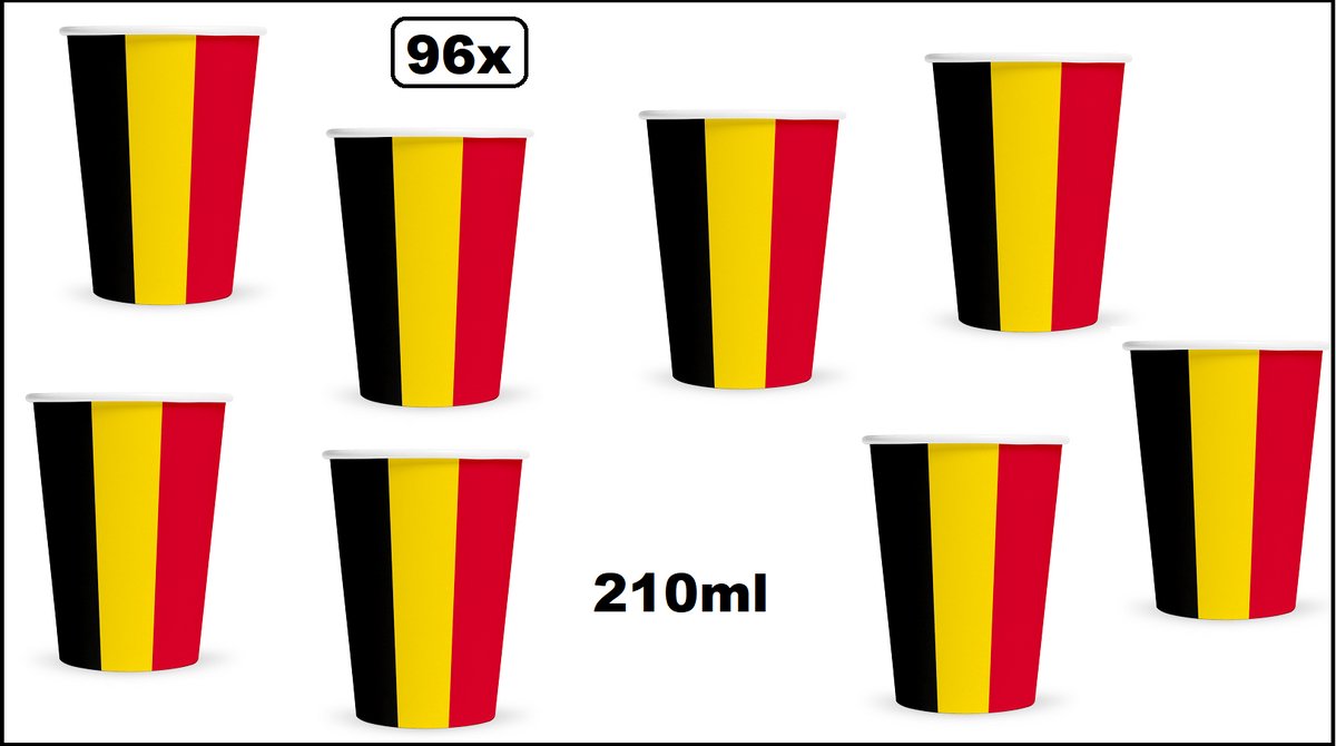 96x Beker Belgie 210ml karton - Belgium sport drinken WK voetbal Landen