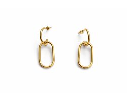 Ovale oorbellen hanger | goud gekleurd