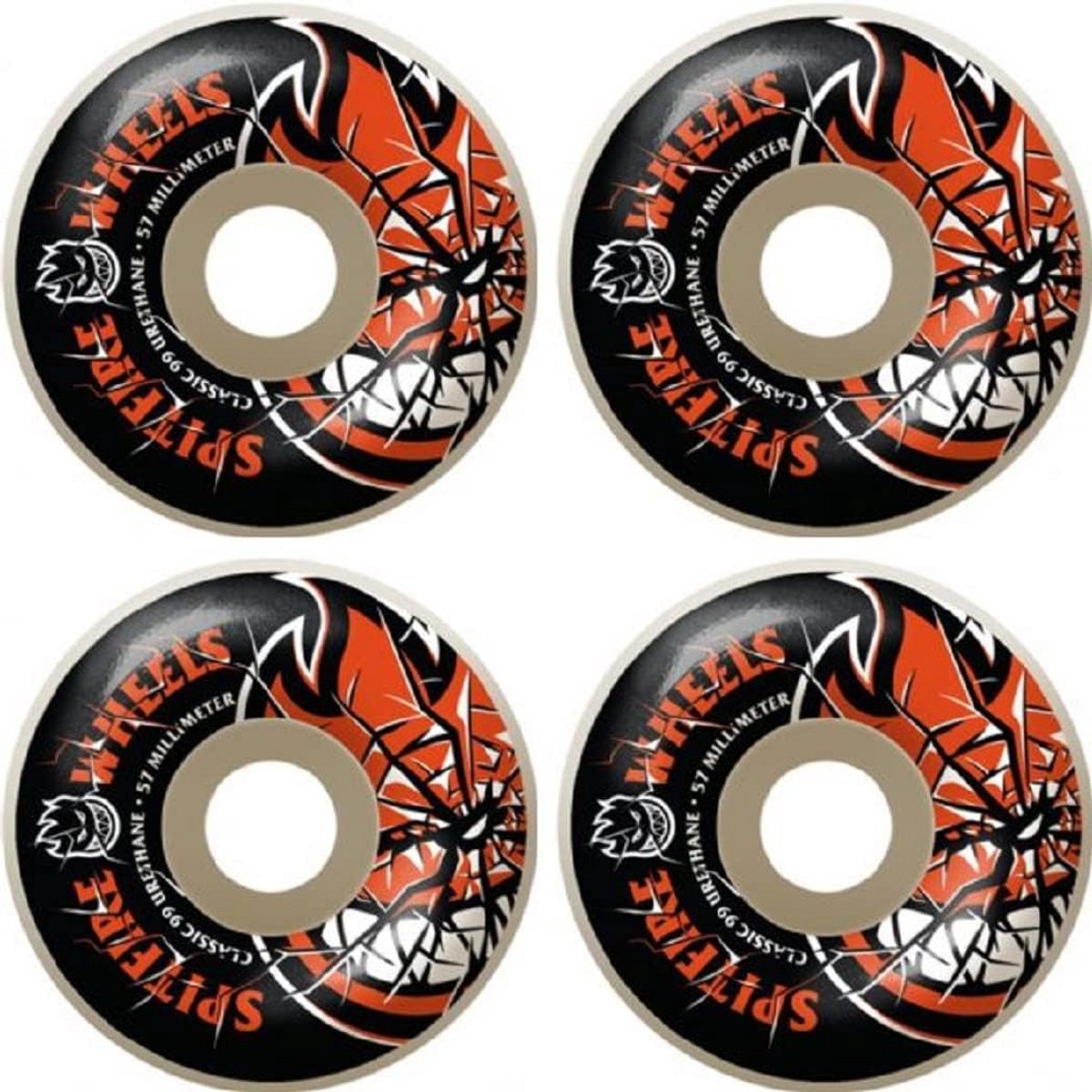 Skateboard Wielen 57mm 99A Wit/Rood Hoge Kwaliteit Set van 4