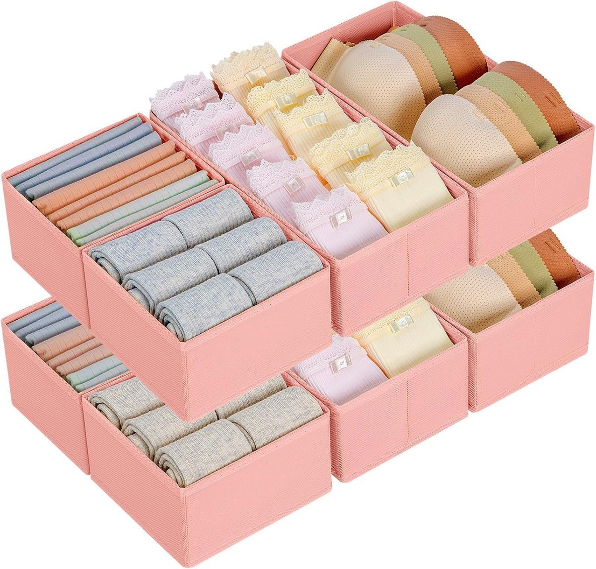 Lade Organizer - Opbergdozen Kledingkast Organizer - Kleding Opbergen - Scheurvast Vliesstof - 8 Stuks - Roze