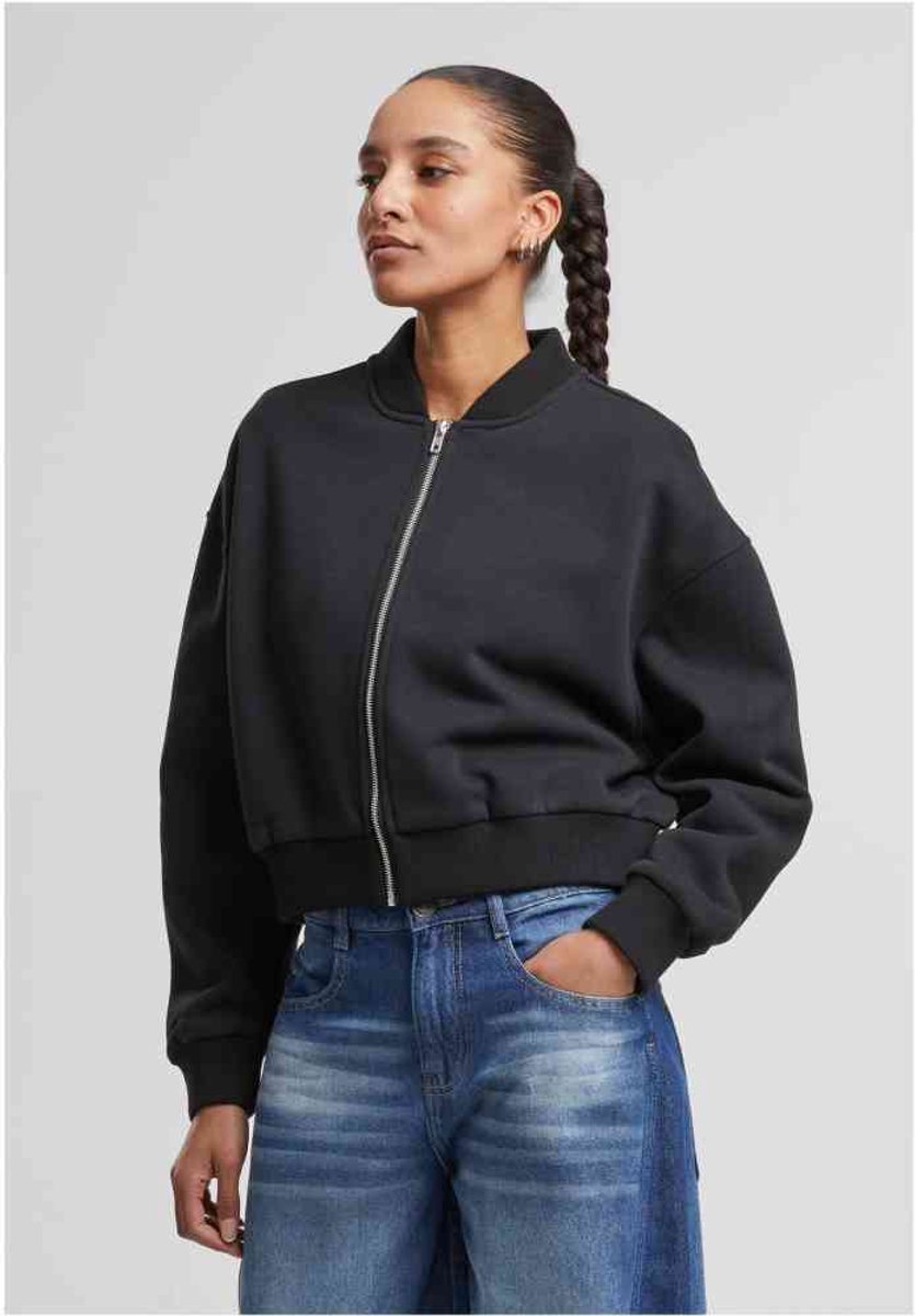 Urban Classics Short Sweat Sweater/trui met rits M Zwart