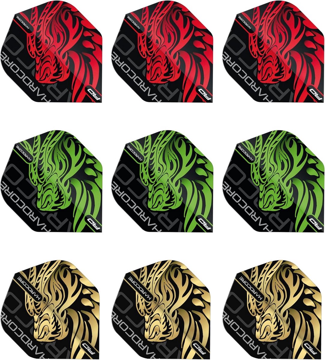 Dartflights Set - 3 Bundels Assortiment Hardcore Vluchten (9 Stuks)