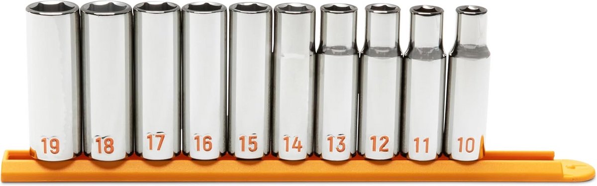 10-delige diepe dopsleutelset 1/2" aandrijving Metrisch 6-punts