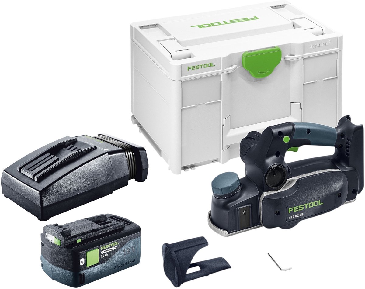 Festool HLC 82 EB-Basic accu-schaaf 18 V 82 mm borstelloos + 1x accu 5,0 Ah + oplader + Systainer