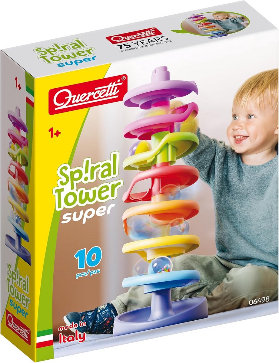 Educatieve Knikkerbaan Toren met 7 Spiralen voor Kinderen vanaf 18 Maanden