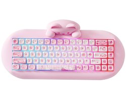 D&A Toetsenbord – Draadloos Toetsenbord – Gaming Toetsenbord – Gaming – Mechanisch Toetsenbord – 65% Siliconen – Keyboard – Roze