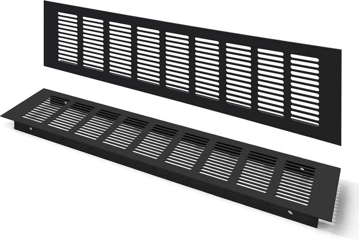 Rechthoekig Ventilatie Rooster Zwart 100x400 mm Aluminium Wandplaat