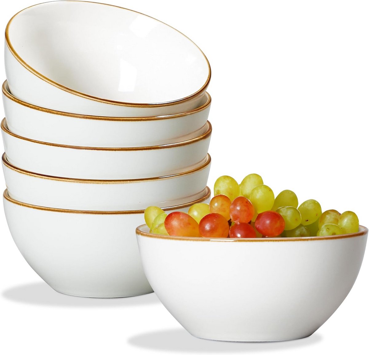 Set van 6 Diepe Keramische Borden (700ml) - Magnetron-, Vaatwasser- en Vriezerbestendig
