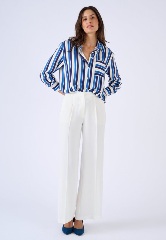 Damart - Blouse rayures graphiques viscose pure - Dames - Blauw - 46