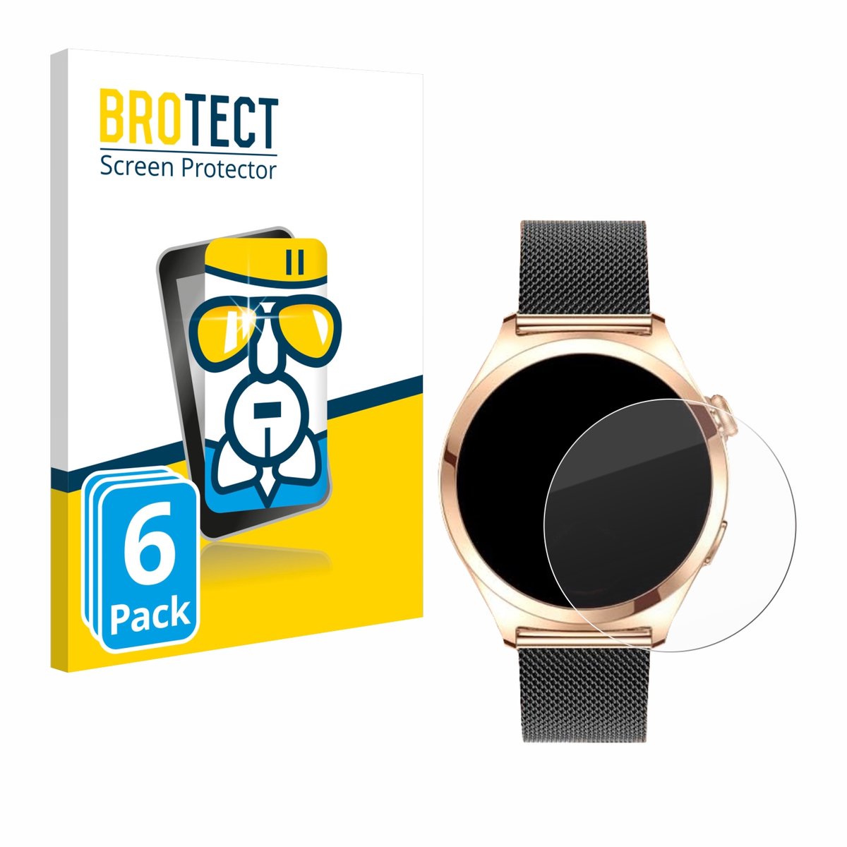 Screenprotector 6 Stuks voor Niolina Smartwatch 1.27" Beschermglas transparant