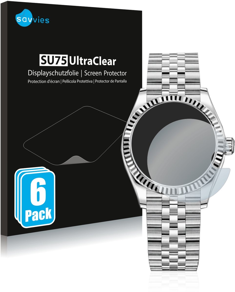 Savvies - Screenprotector voor Rolex Datejust 31 - Folie Beschermfolie transparant 6 Stuks