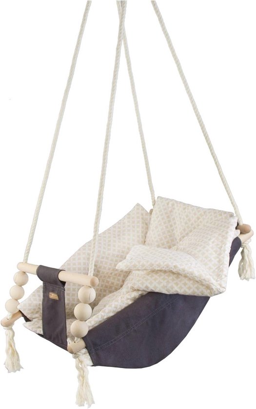 Houten Babyschommel met Veiligheidsgordel voor Binnen en Buiten van Houten — afbeelding 4