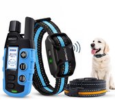 Sompets® Anti Blafband voor Honden – Anti Blaf Apparaat met Afstandsbediening – Zonder Schok – Oplaadbaar – Geluid & Vibratie – Incl. E-book & 2 Extra Halsbanden – Blauw