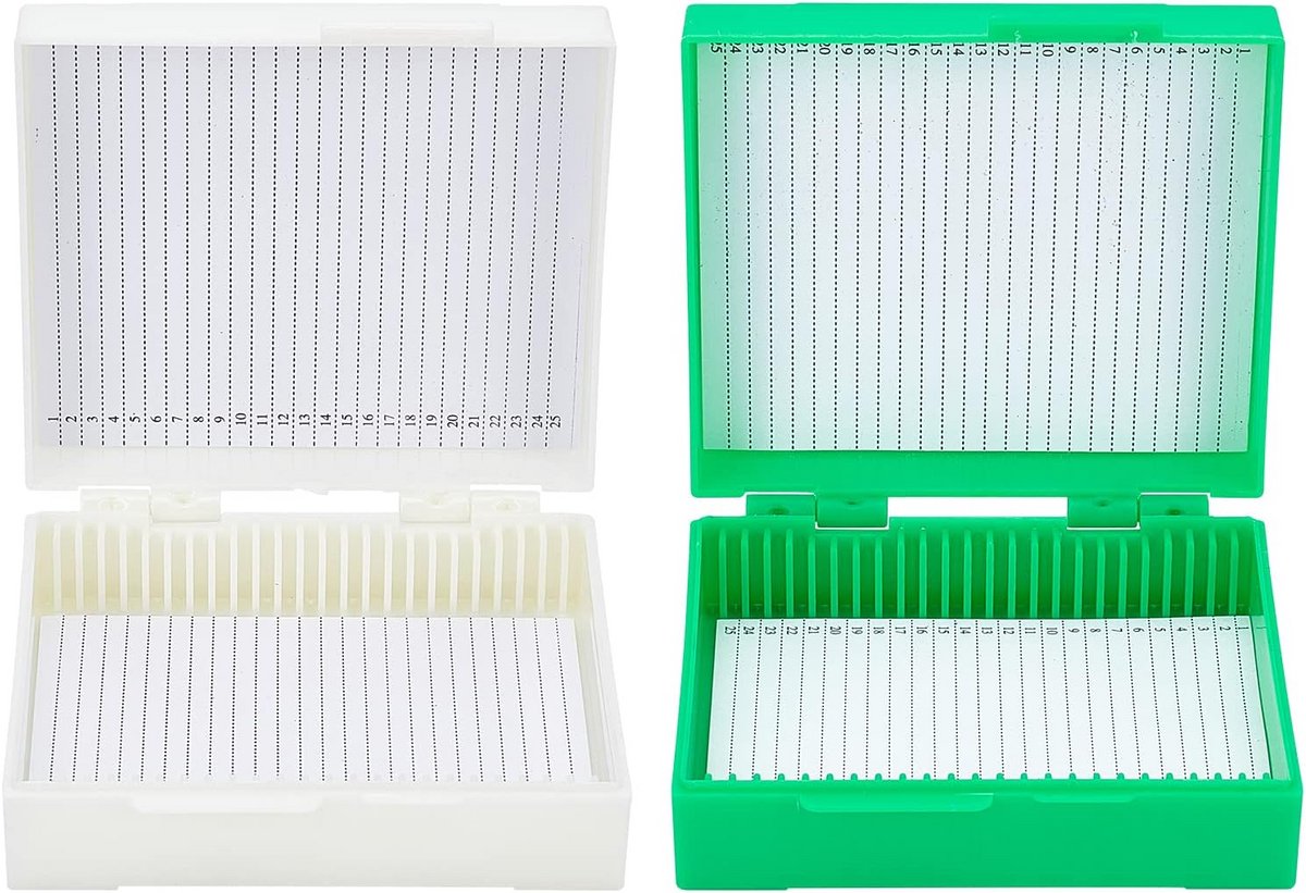 2 Objectdragers Microscoopplaatjes Doos Opslag voor 25 Plaatsen
