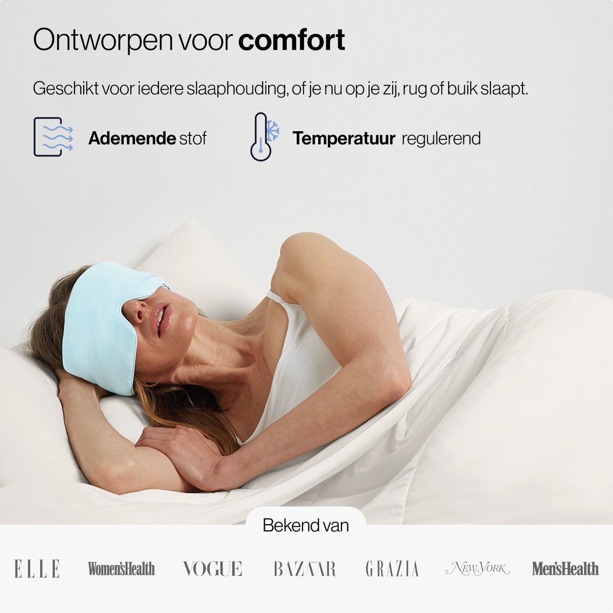 Dore & Rose - Cooling Slaapmasker - Verkoelend Oogmasker - Zijden Slaapmasker Met Verkoelende Functie - Deep Sleep Mask - Eye Mask - Verduisterend - Wallen - Lichtblauw — afbeelding 5