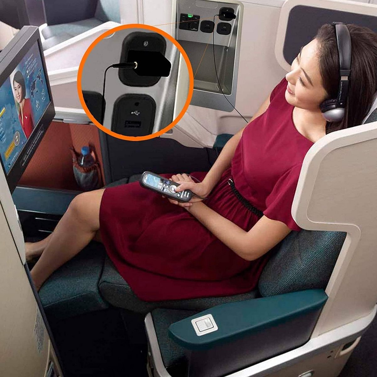 Vliegtuig Hoofdtelefoonadapter - 3.5mm Jack naar 2x 3.5mm voor In-Flight Entertainment