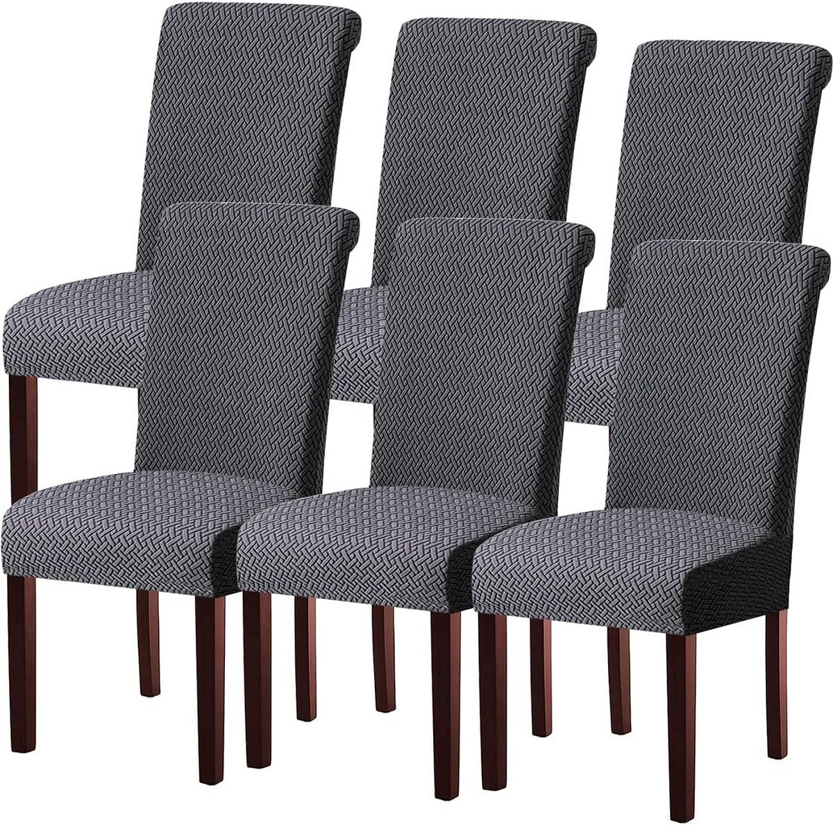 Stretch Eetkamerstoelhoezen - Rekbaar, Afneembaar, Wasbaar, Herbruikbaar - Decoratieve Beschermhoes voor Stoelen - 2/4/6 Stuks - Grijs