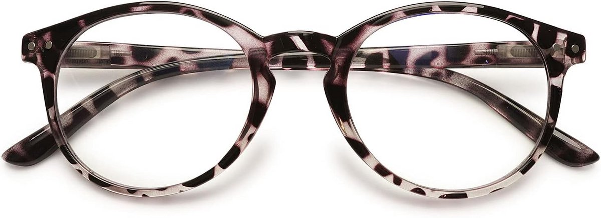 Leesbril met blauwlichtfilter voor dames en heren - ronde vorm, ultralicht TR90 frame, veerscharnieren, diverse dioptrieën en kleuren