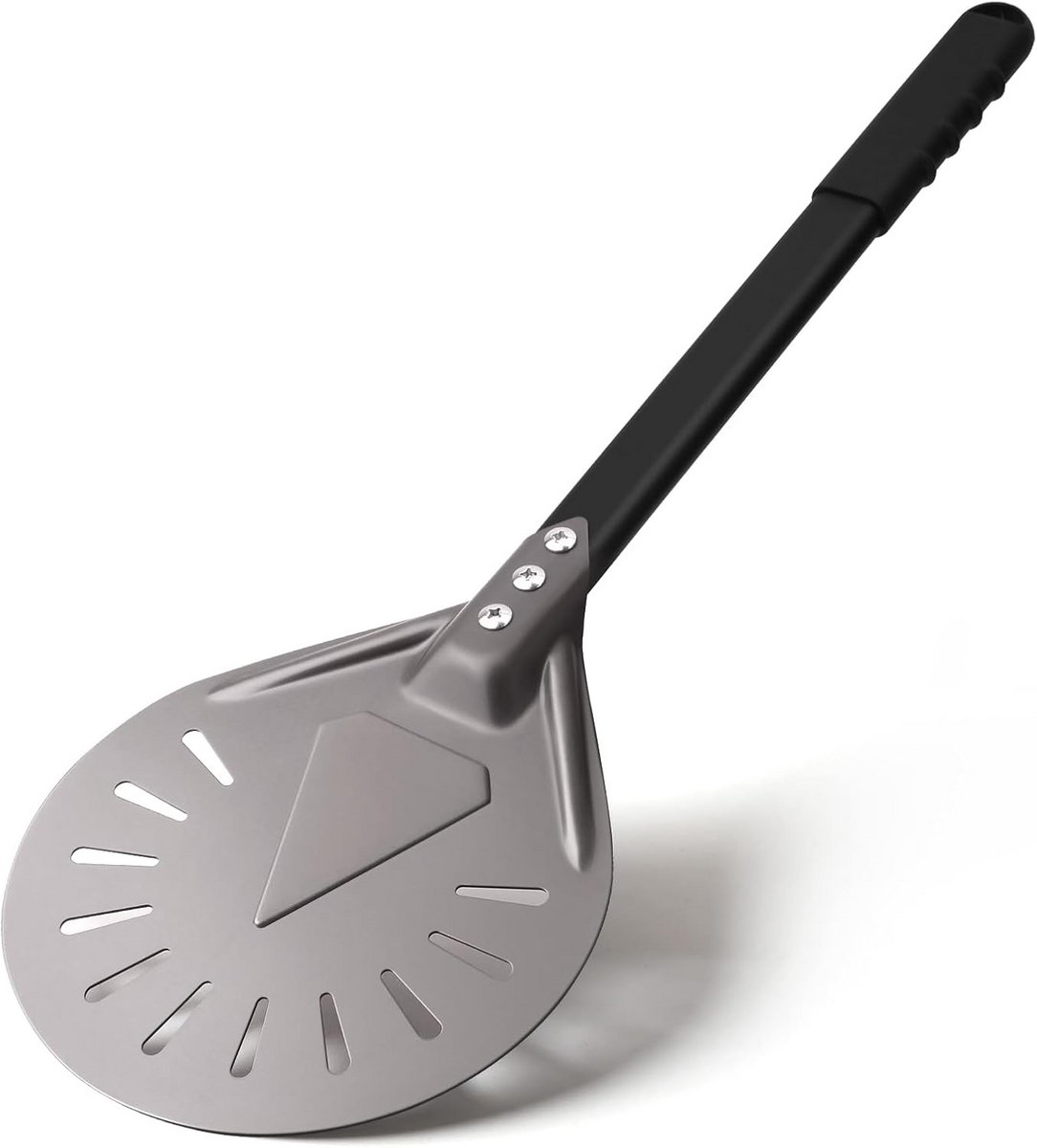 Pizza schep 7 inch aluminium geperforeerd met metalen handvat