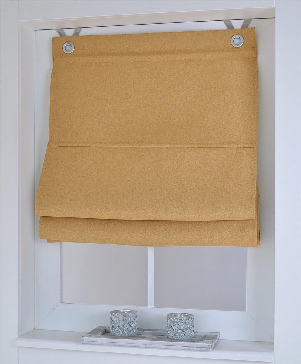 Thermisch Dimout Rolgordijn met Ogen - Zonder Boren - Donkerend - 60 cm x 130 cm