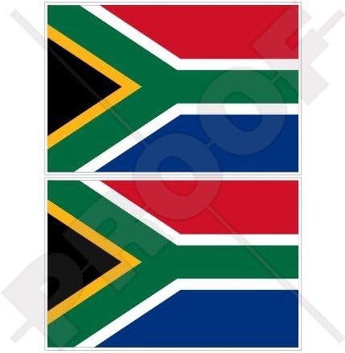 Zuid-Afrikaanse vlag vinyl sticker 75 mm (3 inch) gelamineerd - 2 stuks
