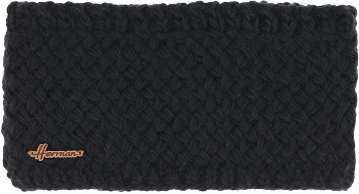 Herman Zwarte oorwarmer-hoofdband van acryl en wol met een ultrazachte en warme pluche voering.