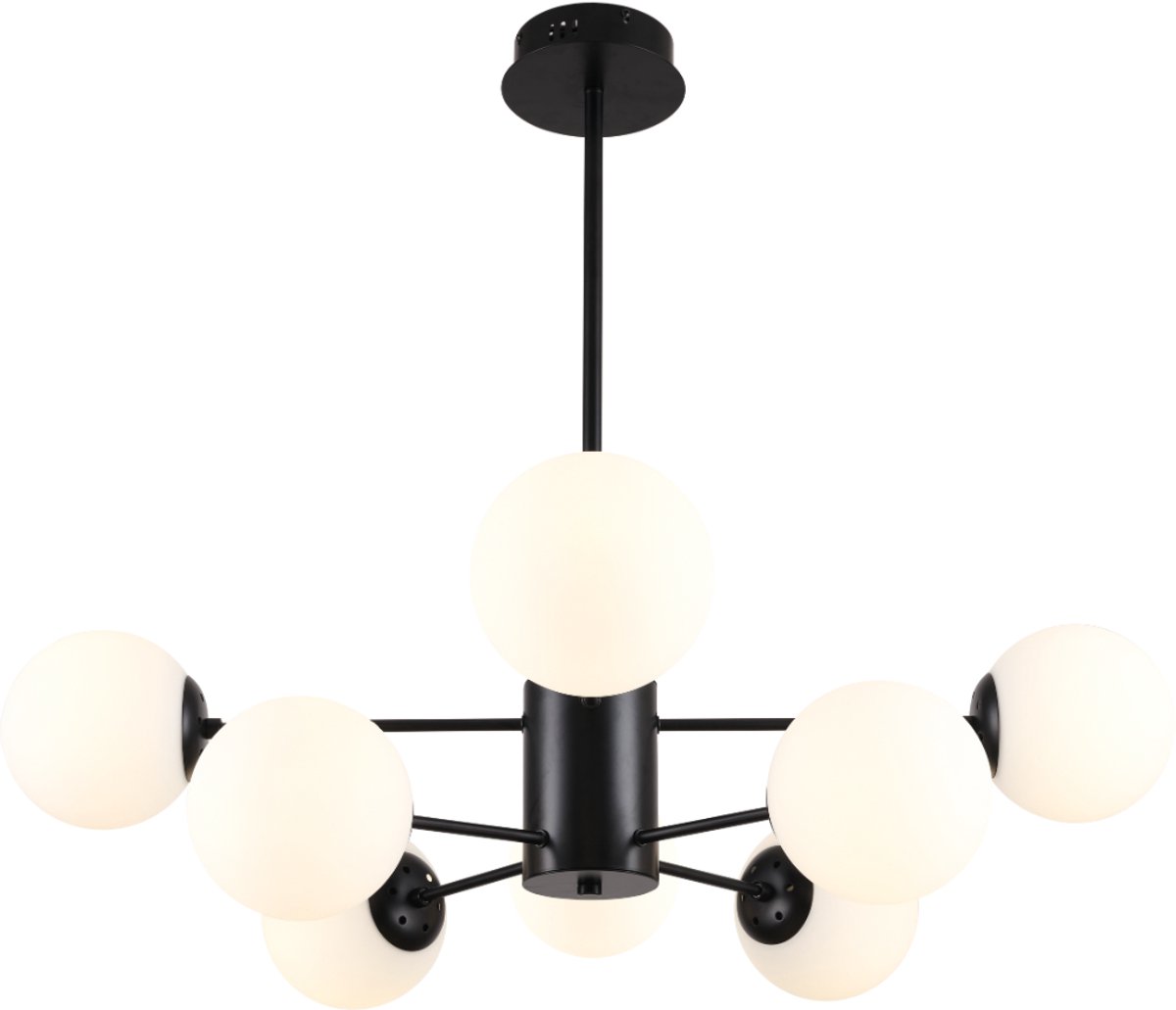 Hanglamp | 8 lichtpunten | Ø80cm | zwart