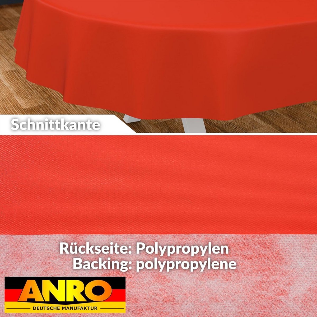 Afwasbaar tafelzeil met snijrand ovaal 240 x 140 cm rood