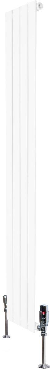 1-kolom design radiator - 1600x280 mm - wit - thermostaatkraan