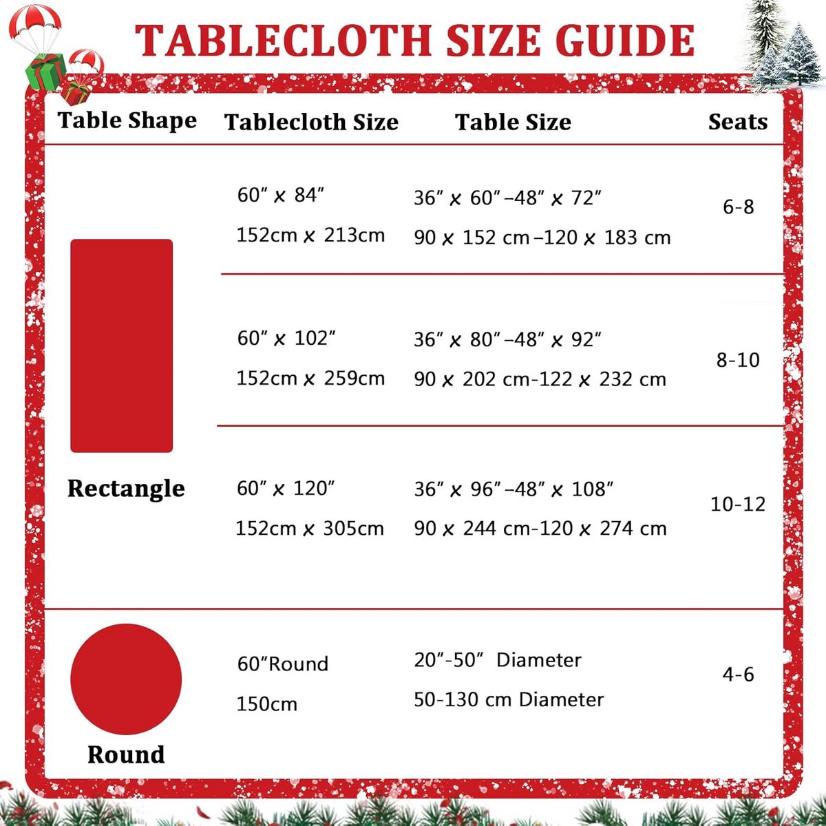 Vierkant kerst tafelkleed rood sneeuwvlok winter decor
