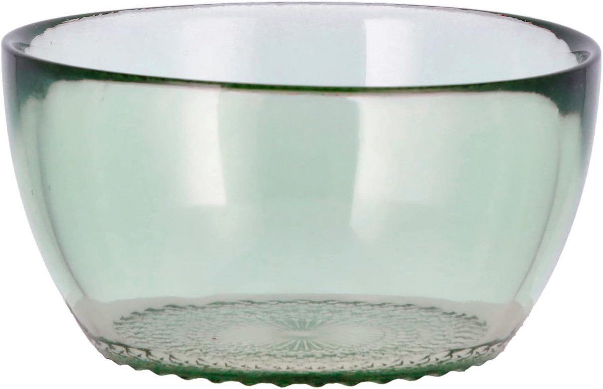 Glazen Kommetje 12 cm Geribbeld Groen Drinkglas Servies