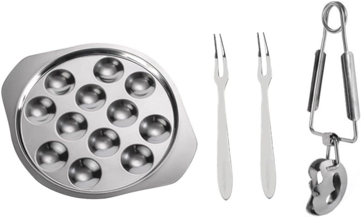 Slakken Servies Set met Tang en Vorken voor Escargots - Roestvrij Staal