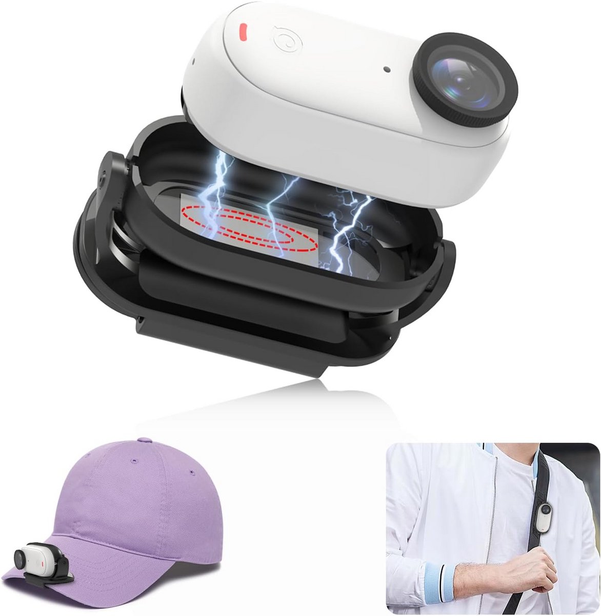 Magnetische Clip Houder voor 360 Graden Actiecamera met Verstelbare Hoek