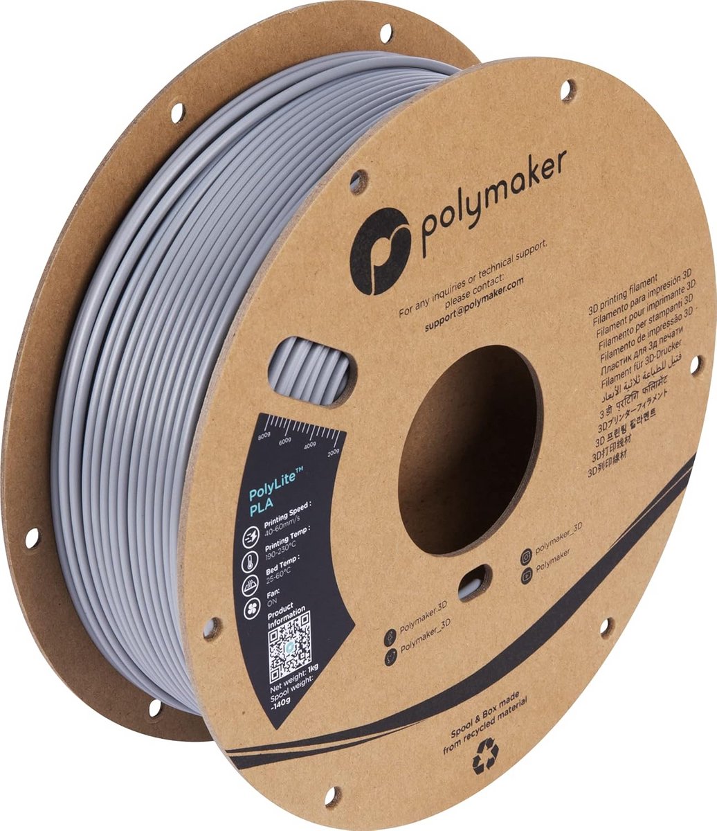 PLA 3D Printer Filament 2.85mm 1kg Grijs Robuust