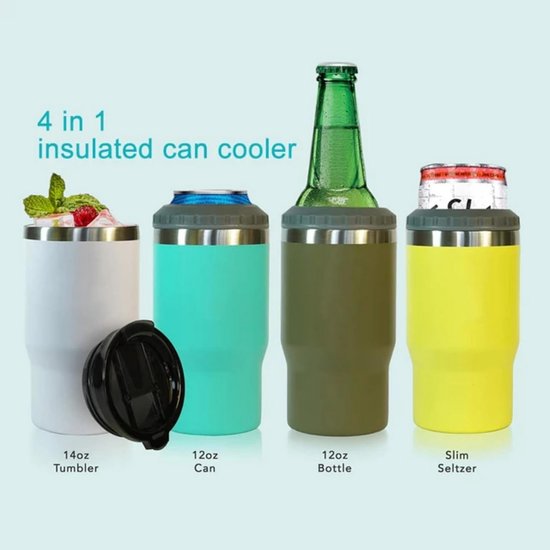 Fles Isolator - Blikhouder Koeler - Drinken Koel Houden - Dubbele Isolatie - 14 oz - Grijs — afbeelding 3