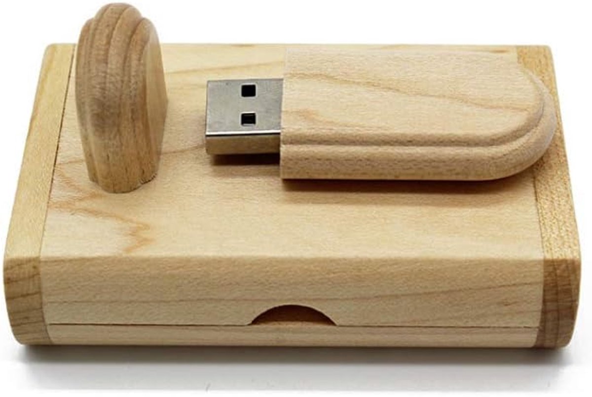 Houten USB Stick - Geheugenstick Gegevensdrager - Bestanden Opslaan - Waterproof Ontwerp - 6 x 2.4 x 0.9 cm - Houtkleur