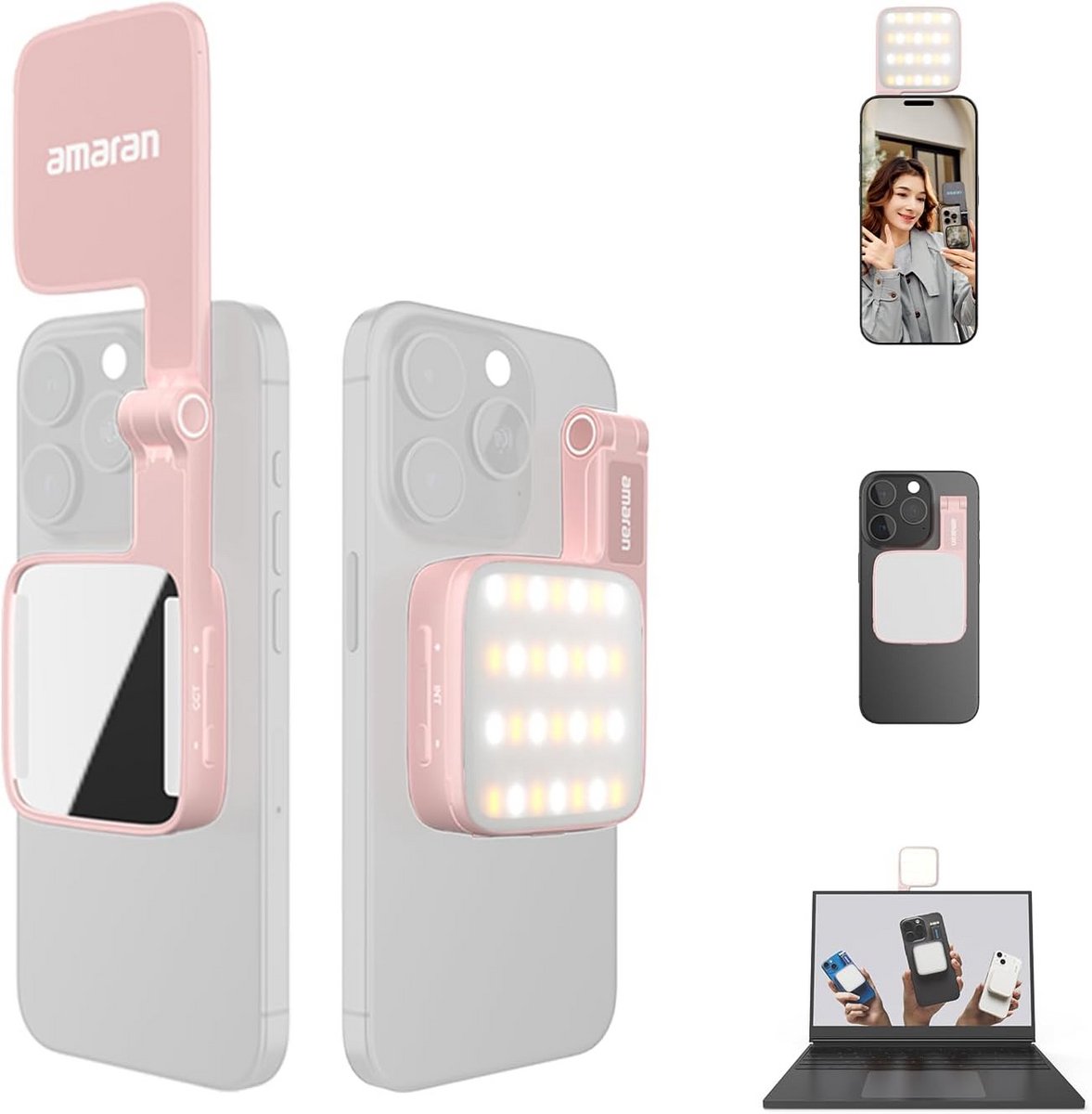 Compacte Magnetische LED Videolamp met Instelbare Kleurtemperatuur en Lichteffecten