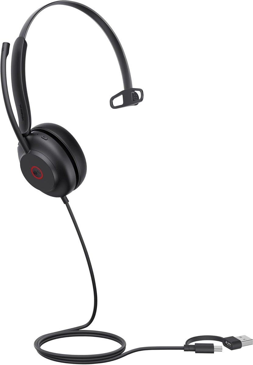 Professionele Headset - Bedrijfs Headset - Zakelijk Bellen - Dubbele Microfoon Ruisonderdrukking - 965 Gram - Zwart