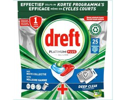 Dreft Platinum Plus - All In One - Vaatwascapsules - Deep Clean Boosted - 25 Afwasbeurten