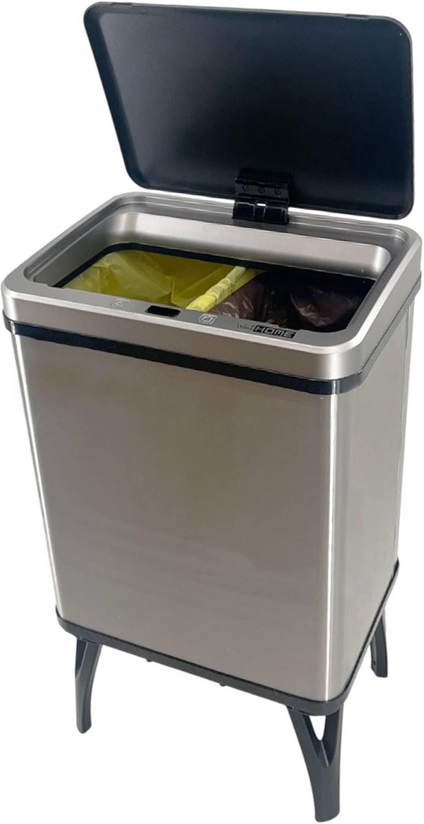 Slimme Rvs Sensor Prullenbak 30L Met Automatisch Openen - Grijs