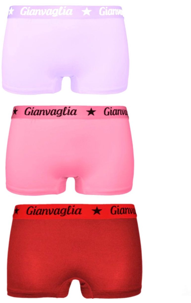 Gianvaglia 8037 Dames Boxershorts – Set van 3 - Korte Pijp - Paars/Roze/Rood - M