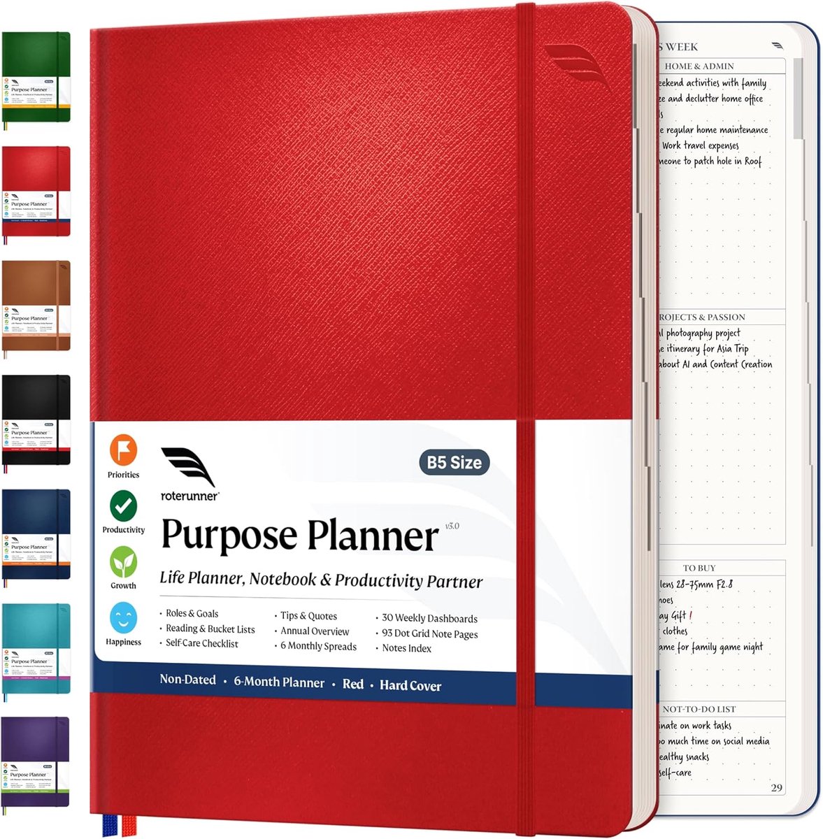 Ongeplande Dagelijkse & Wekelijkse Planner met Maandoverzicht – Productiviteit & Doelstellingen Tracker in Leerlook
