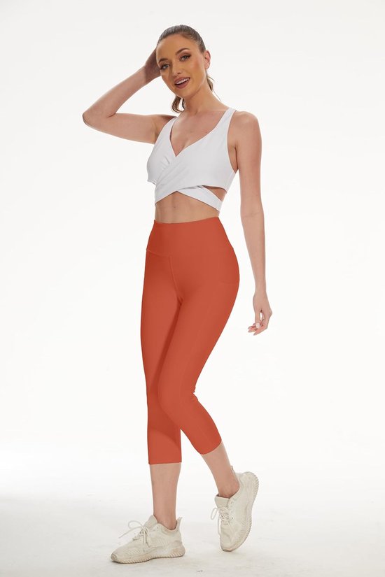 Dames Sportlegging Capri met Hoge Taille en Zakken - Tummy Control Fitness Legging — afbeelding 2