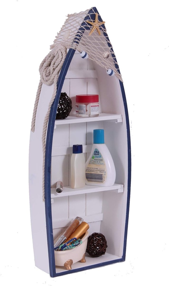Houten Wandrek of Staand Rek Shabby Chic Maritiem Wit
