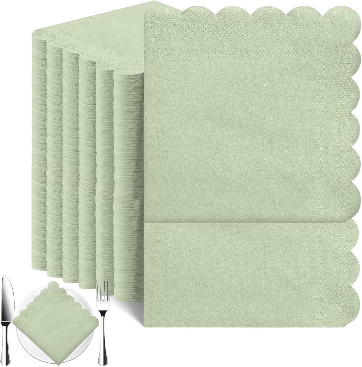 120x Salie Groene Servetten 25x25cm voor Bruiloft, Babyshower en Feestjes
