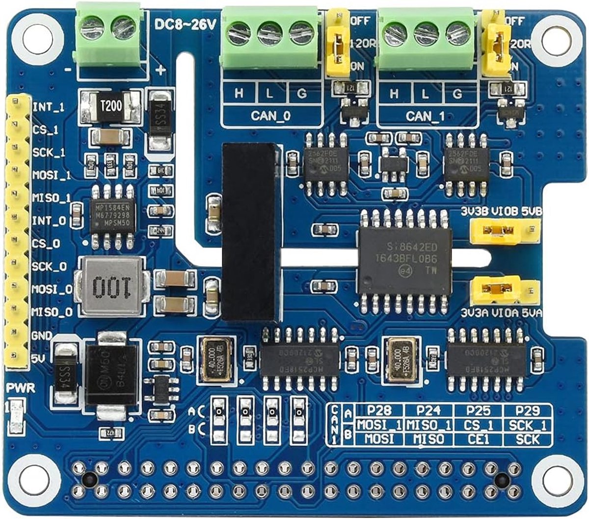 2-Kanaals CAN FD Bus Uitbreidingsbord voor Raspberry Pi met Bescherming