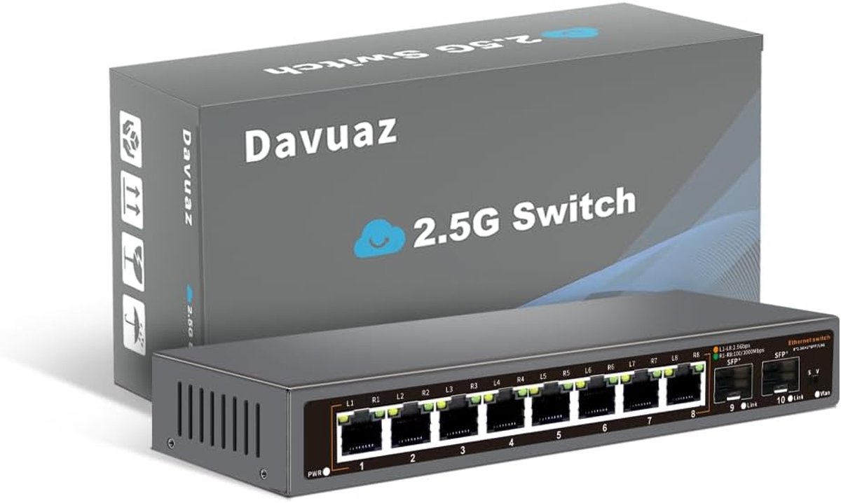 Onbeheerde 2.5G Ethernet Switch met 8x 2.5G poorten en 2x 10G SFP+ poorten | Plug & Play Netwerk Switch